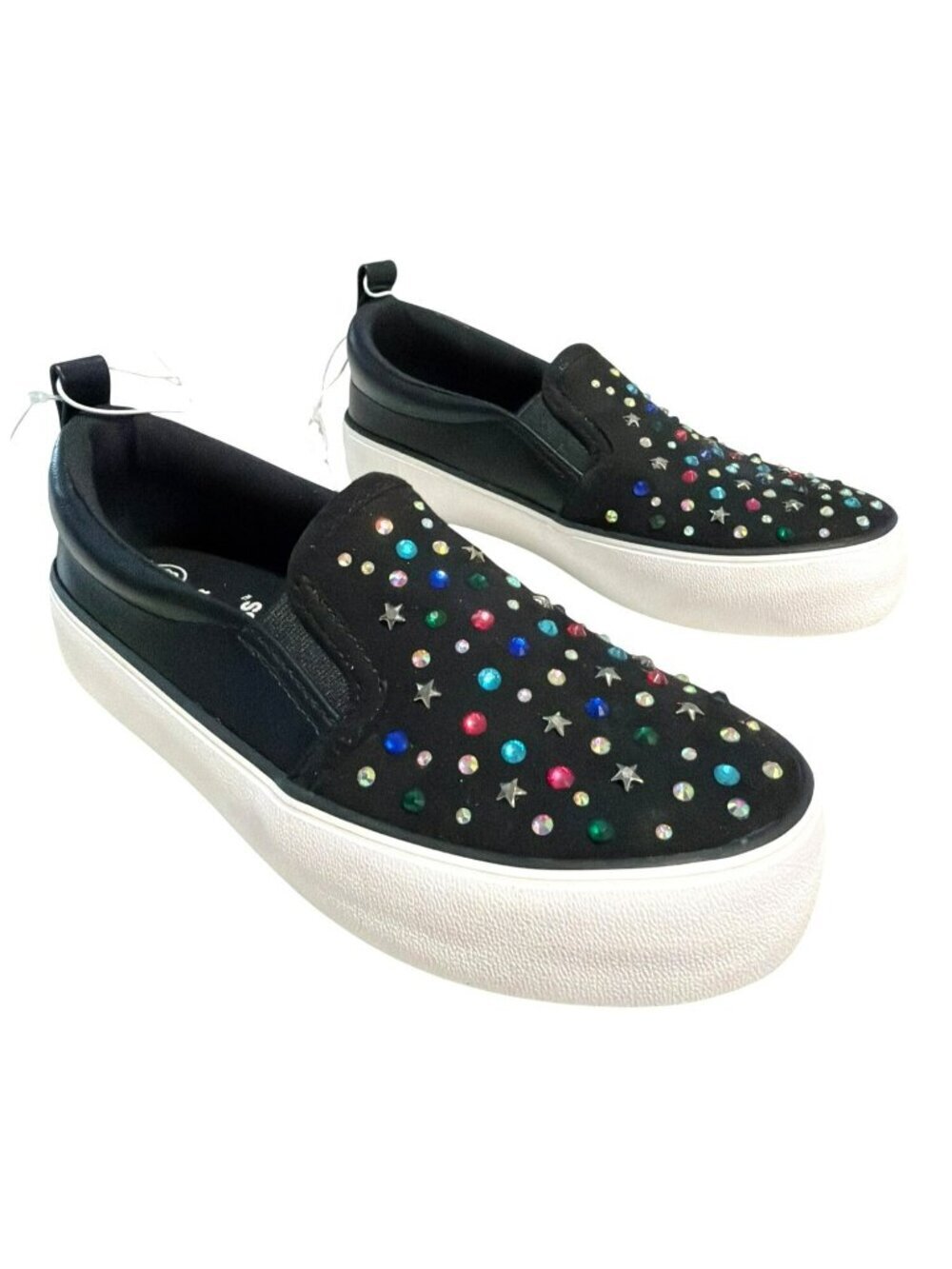 Girls Art Class Black Slip-On Sneaker Shoes Gem Embellishments Size 13